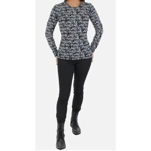 Karl Lagerfeld Paris Black Printed Graphic Long Sleeved T NWT Size Small